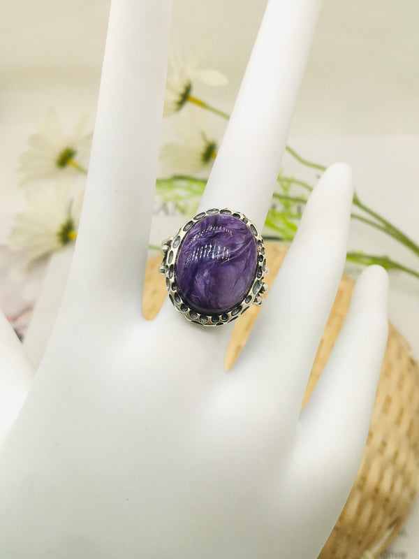 DL-61003 Nature Stone purple chaorite ring