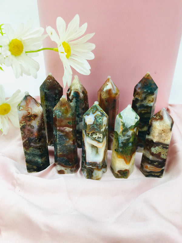 DL-20030 Red Moss Agate Tower/point