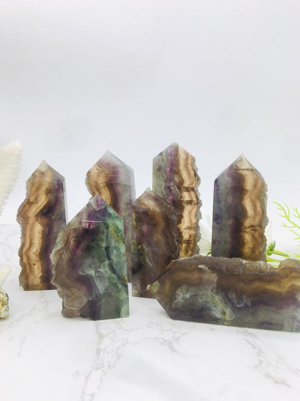 Nature Stone Raw Fluorite Tower Point