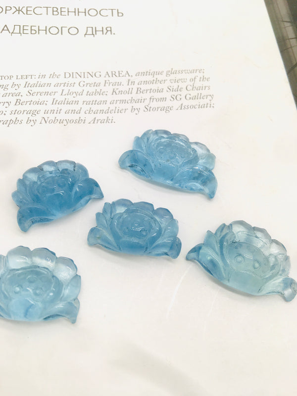 DL-40001 Aquamarine rose carving