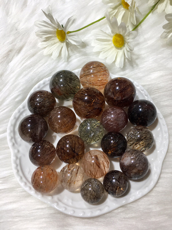 DL-11008 Natural Gemstone Rutilated Quartz Sphere