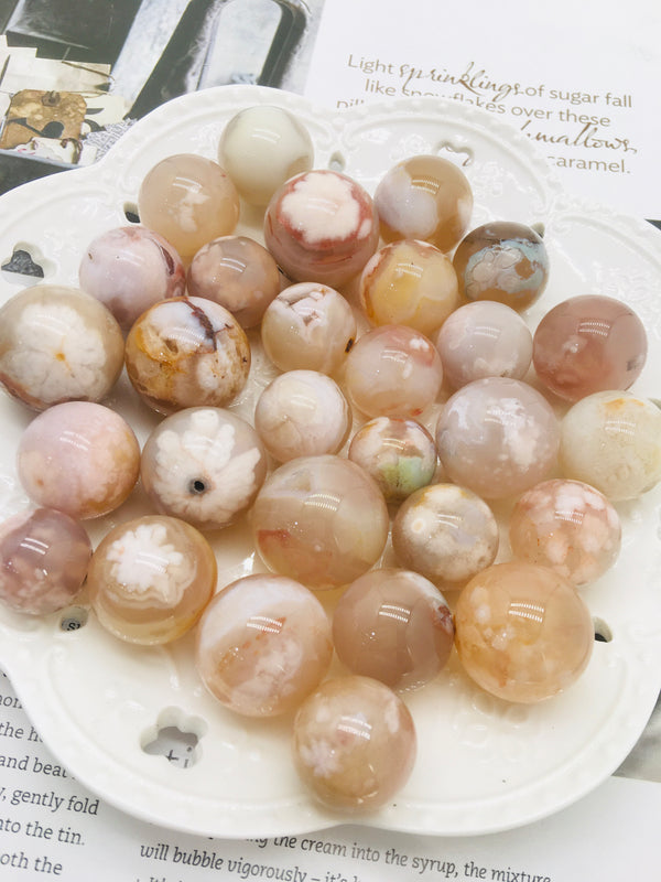 DL-11001 Natural Crystal Mini Flower agate sphere